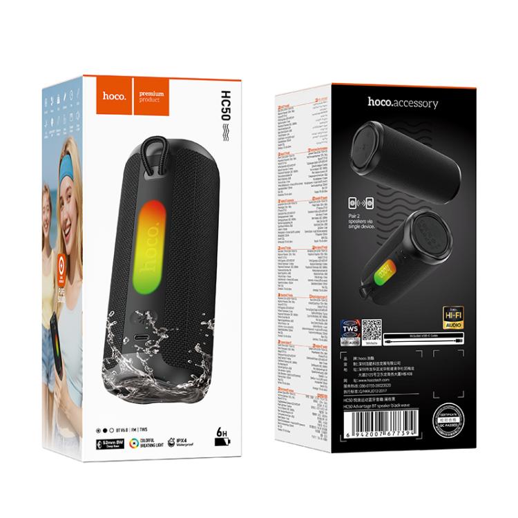 hoco HC50 Advantage Portable TWS Bluetooth Speaker(Black Wave) - 2