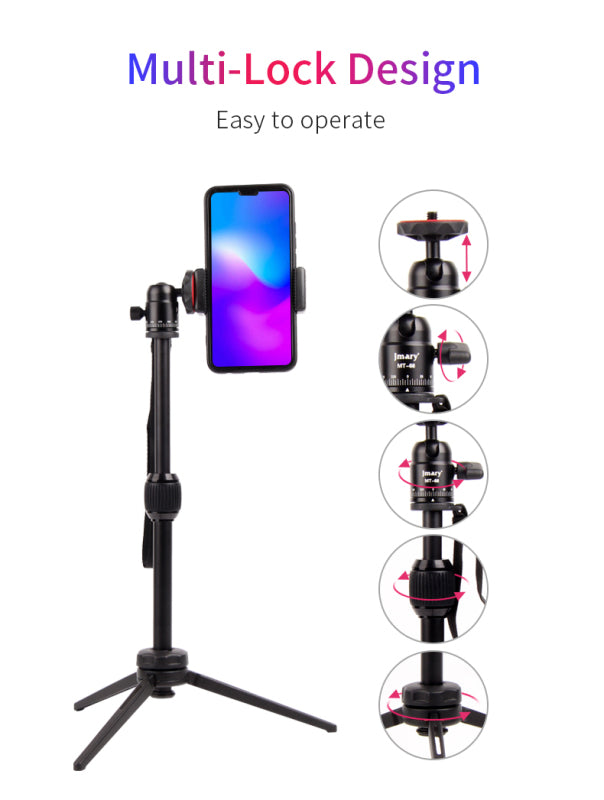 Jmary MT-68 Aluminum Mini Tripod Stand for Phone & Camera