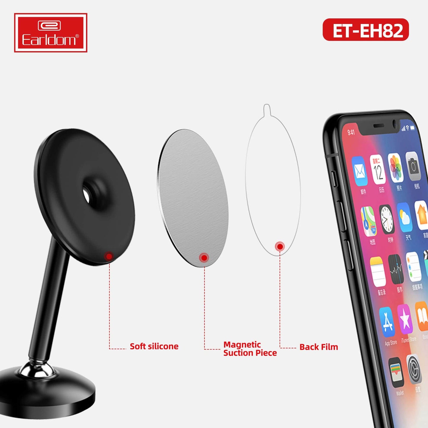 Earldom ET-EH82 Magnetic Car & Desktop Phone Holder – 360° Rotation