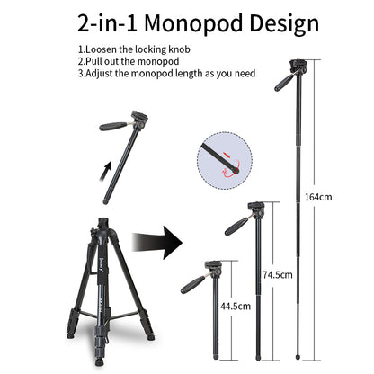 Jmary KP-2294 179cm Heavy Duty Aluminum Tripod Stand