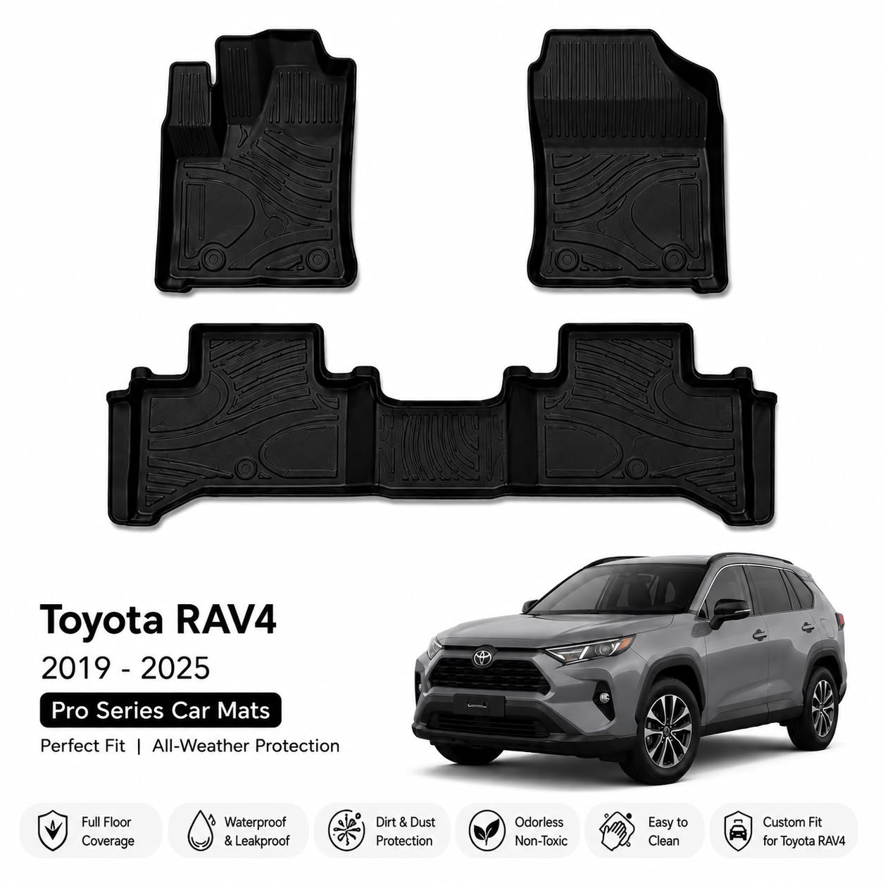 Pro Series Car Mats for Toyota RAV4 2019-2025 — 3-Piece Set