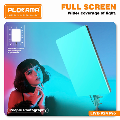 PLOKAMA LIVE-P24 Pro 80W RGB LED Fill Light Panel with Remote
