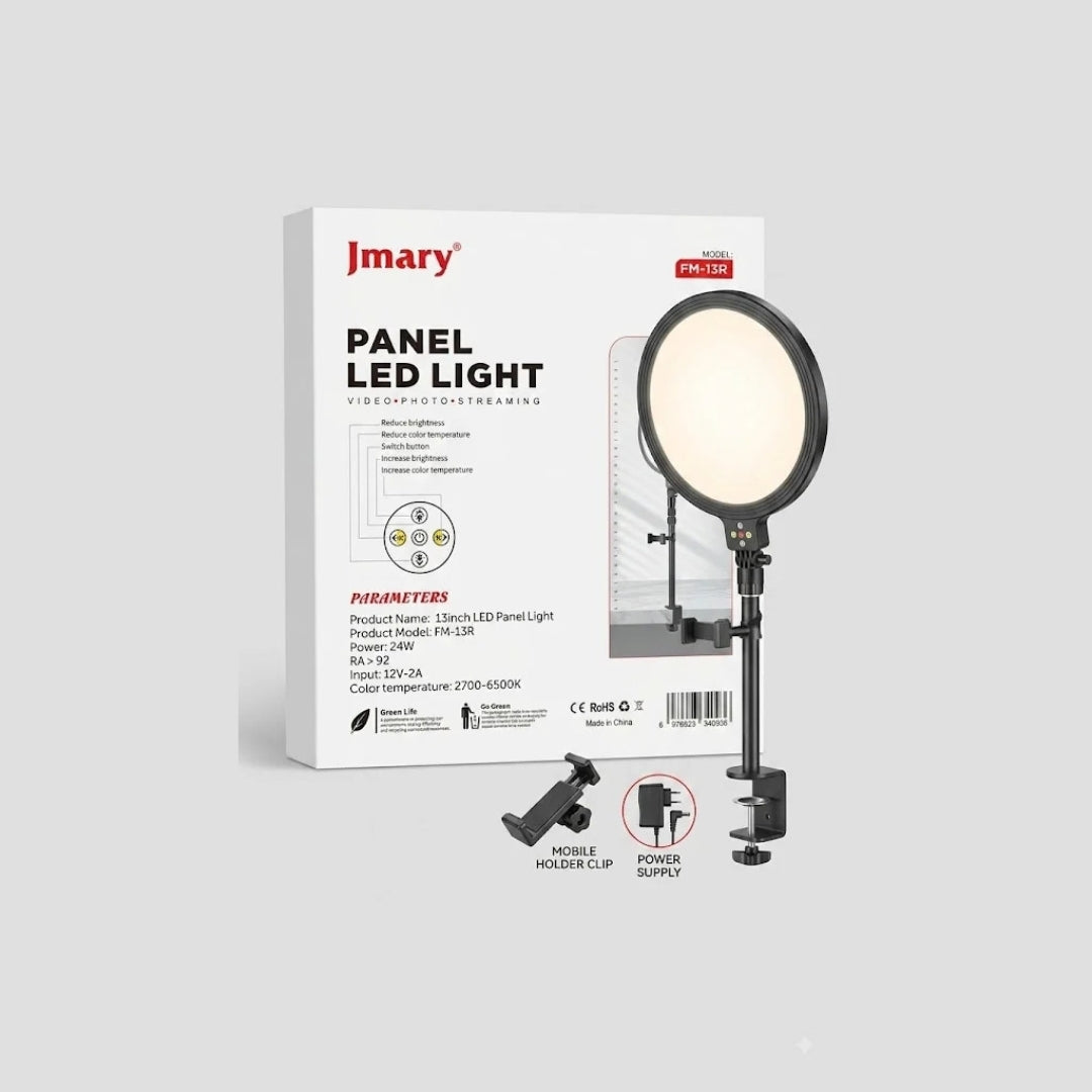 Jmary FM-13R 13-Inch Panel LED Light for Video, Photography & Streaming