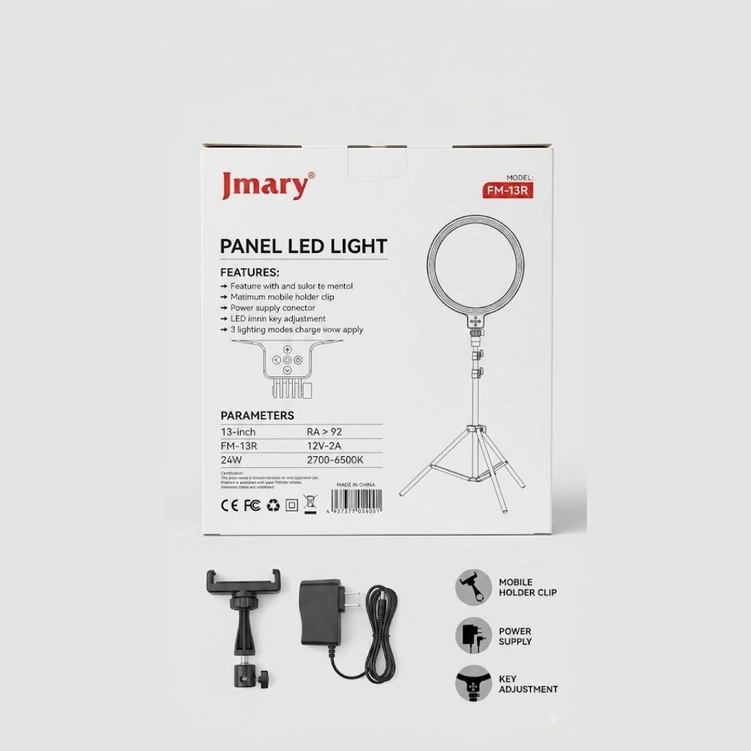 Jmary FM-13R 13-Inch Panel LED Light for Video, Photography & Streaming