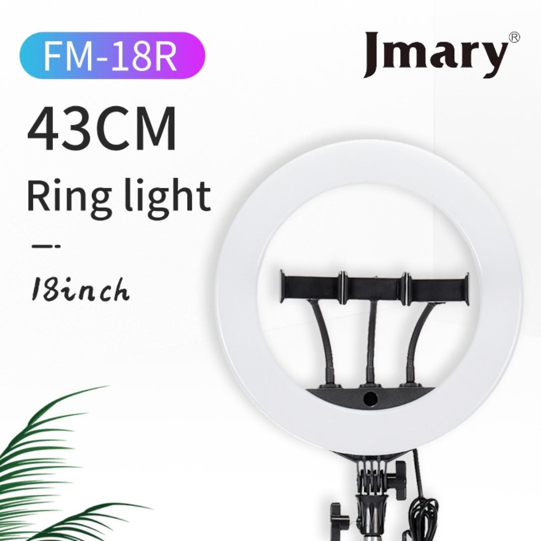 Jmary FM-18R 18-Inch Selfie Ring Light with Remote & 3 Phone Holders