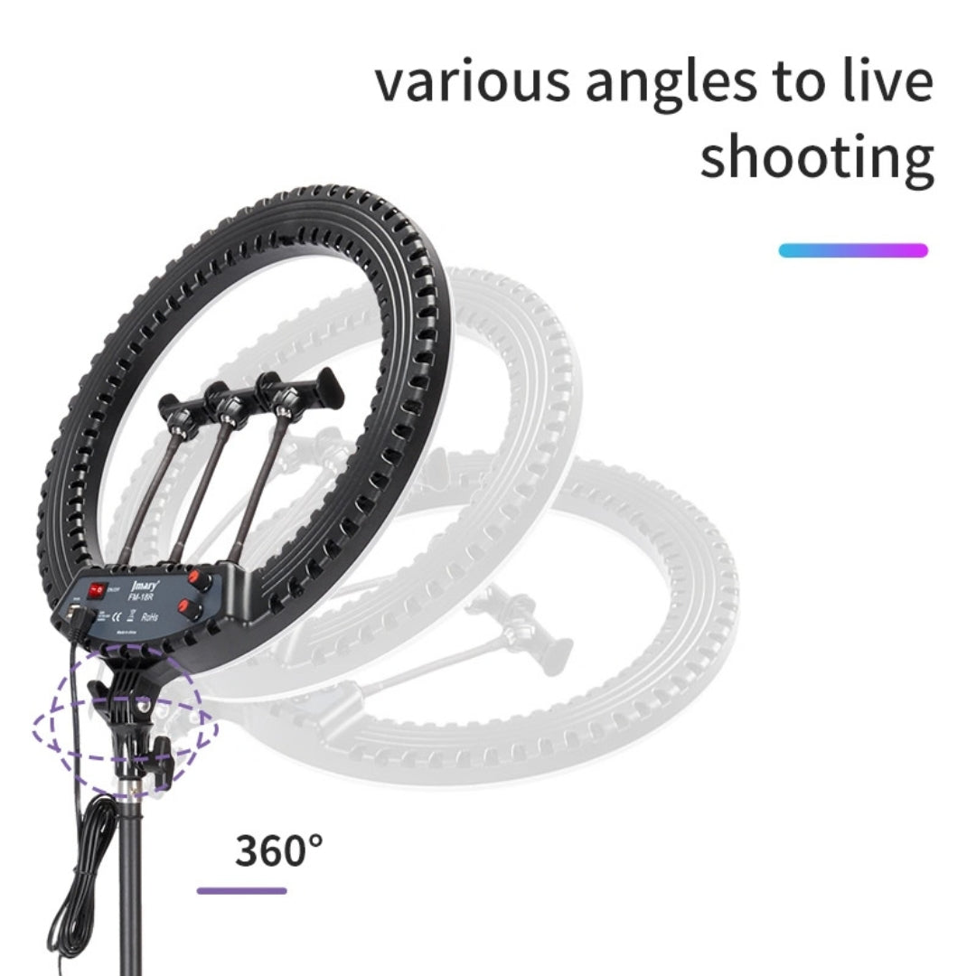 Jmary FM-18R 18-Inch Selfie Ring Light with Remote & 3 Phone Holders