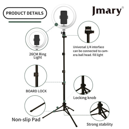 Jmary FM-536A 10-Inch Ring Light with 1.7m Tripod & Remote Control