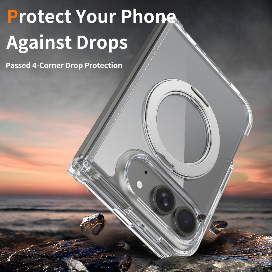 Transparent Magnetic Case for iPhone Duo with 360° Rotating Holder