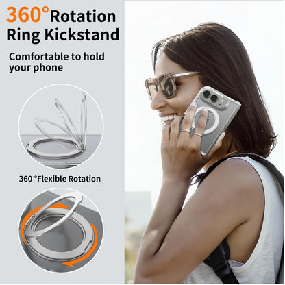 Transparent Magnetic Case for iPhone Duo with 360° Rotating Holder