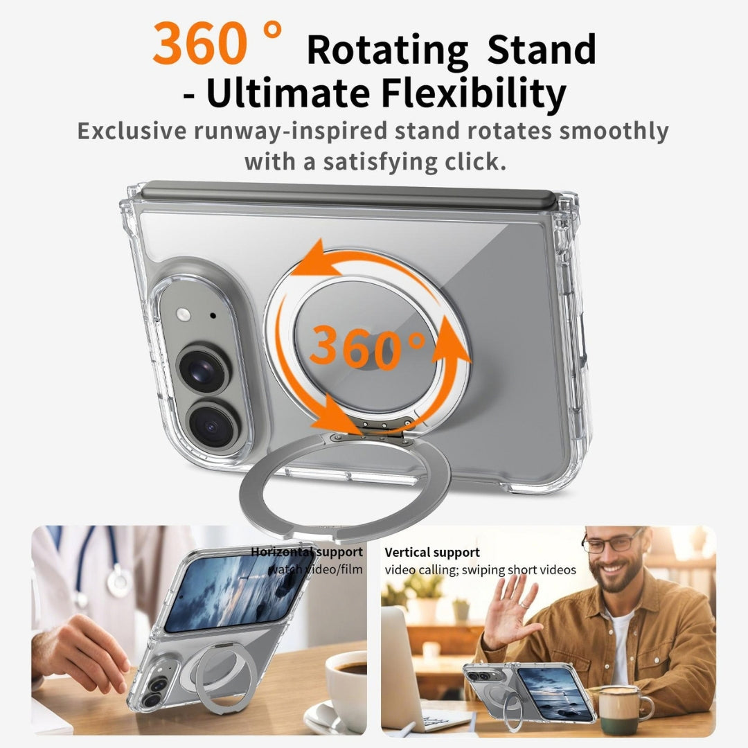 Transparent Magnetic Case for iPhone Duo with 360° Rotating Holder