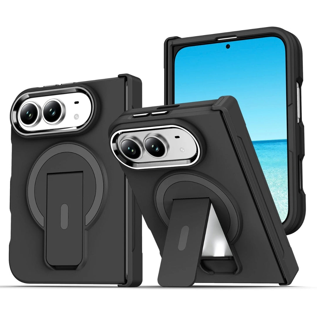 Magnetic Shockproof Matte Kickstand Case for iPhone Duo – Slim Rugged Cover with Hinge Protection