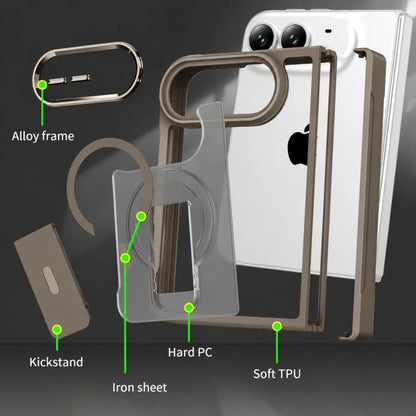 Magnetic Shockproof Matte Kickstand Case for iPhone Duo – Slim Rugged Cover with Hinge Protection