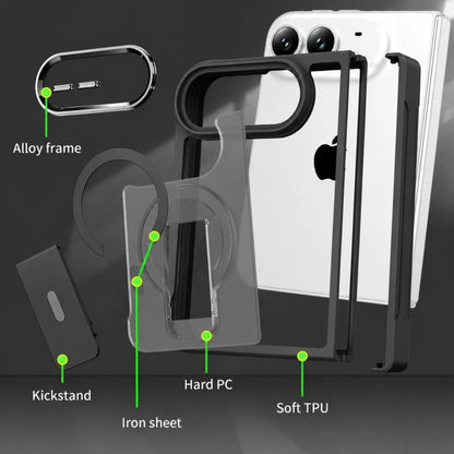Magnetic Shockproof Matte Kickstand Case for iPhone Duo – Slim Rugged Cover with Hinge Protection