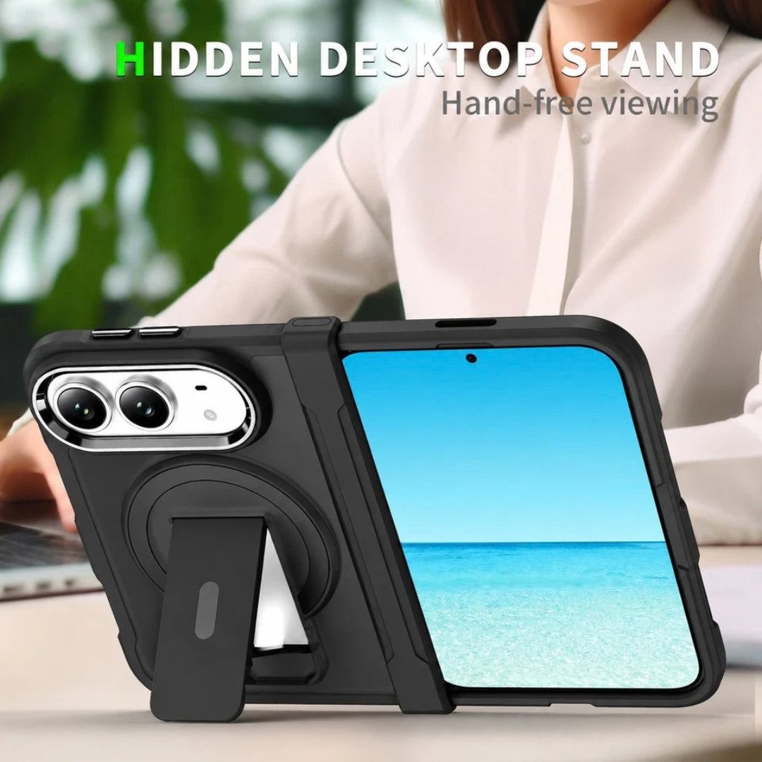 Magnetic Shockproof Matte Kickstand Case for iPhone Duo – Slim Rugged Cover with Hinge Protection