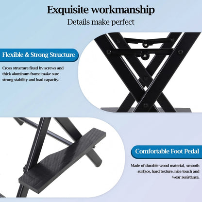 LIFELOOK Folding Makeup Artist Director Chair with Headrest, Armrests & Footrest – Black