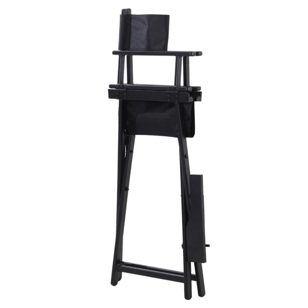 LIFELOOK Folding Makeup Artist Director Chair with Headrest, Armrests & Footrest – Black