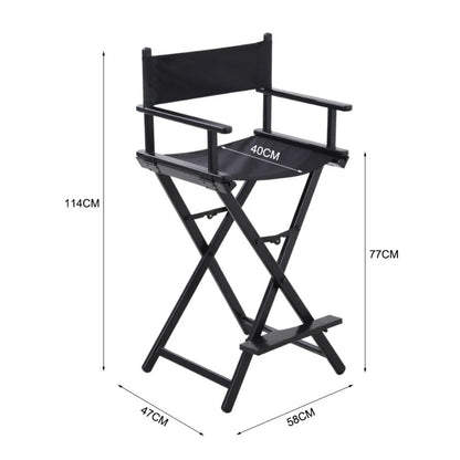 LIFELOOK Folding Makeup Artist Director Chair with Headrest, Armrests & Footrest – Black