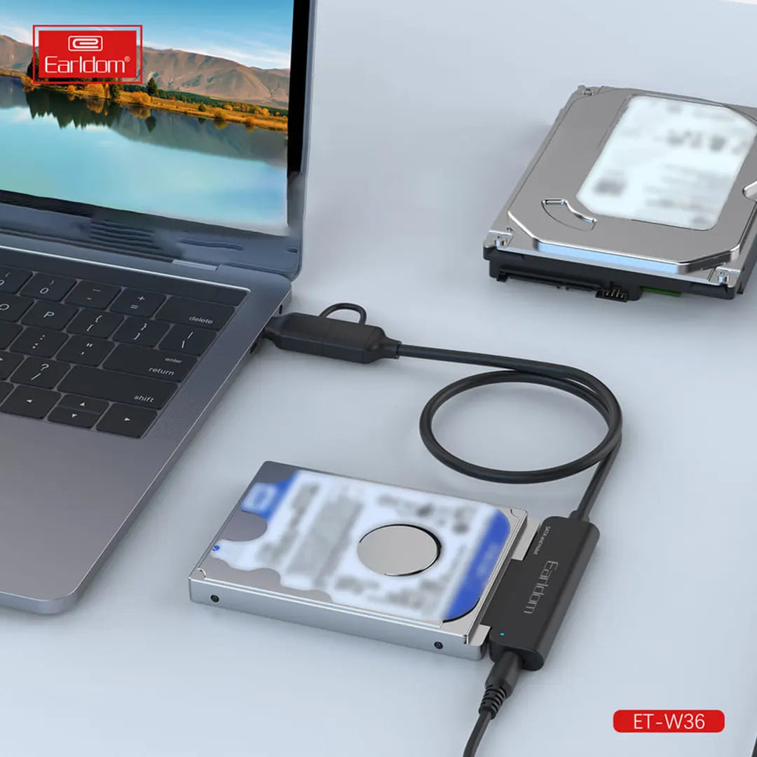 Earldom ET-W36 2-in-1 USB-C/USB to SATA Adapter for HDD/SSD - Saif Al Najmi Kw
