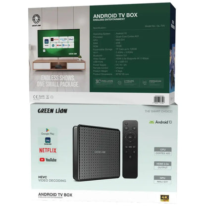 Green Lion Android TV Box 4K Ultra HD with Remote Control – Black