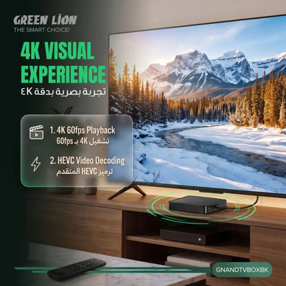 Green Lion Android TV Box 4K Ultra HD with Remote Control – Black