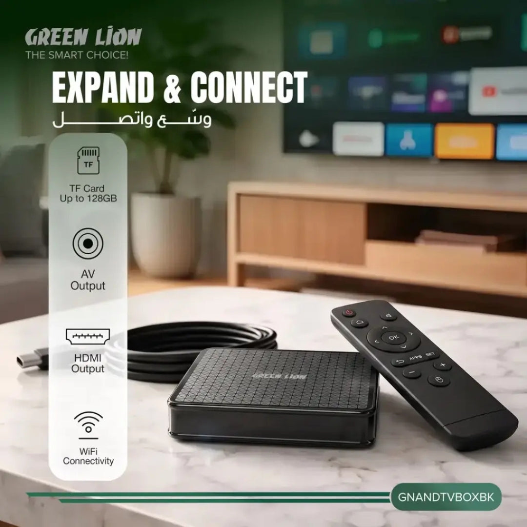 Green Lion Android TV Box 4K Ultra HD with Remote Control – Black