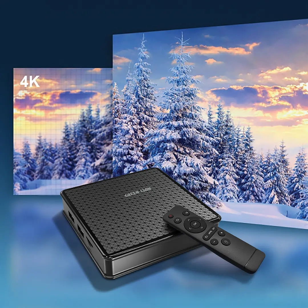 Green Lion Android TV Box 4K Ultra HD with Remote Control – Black