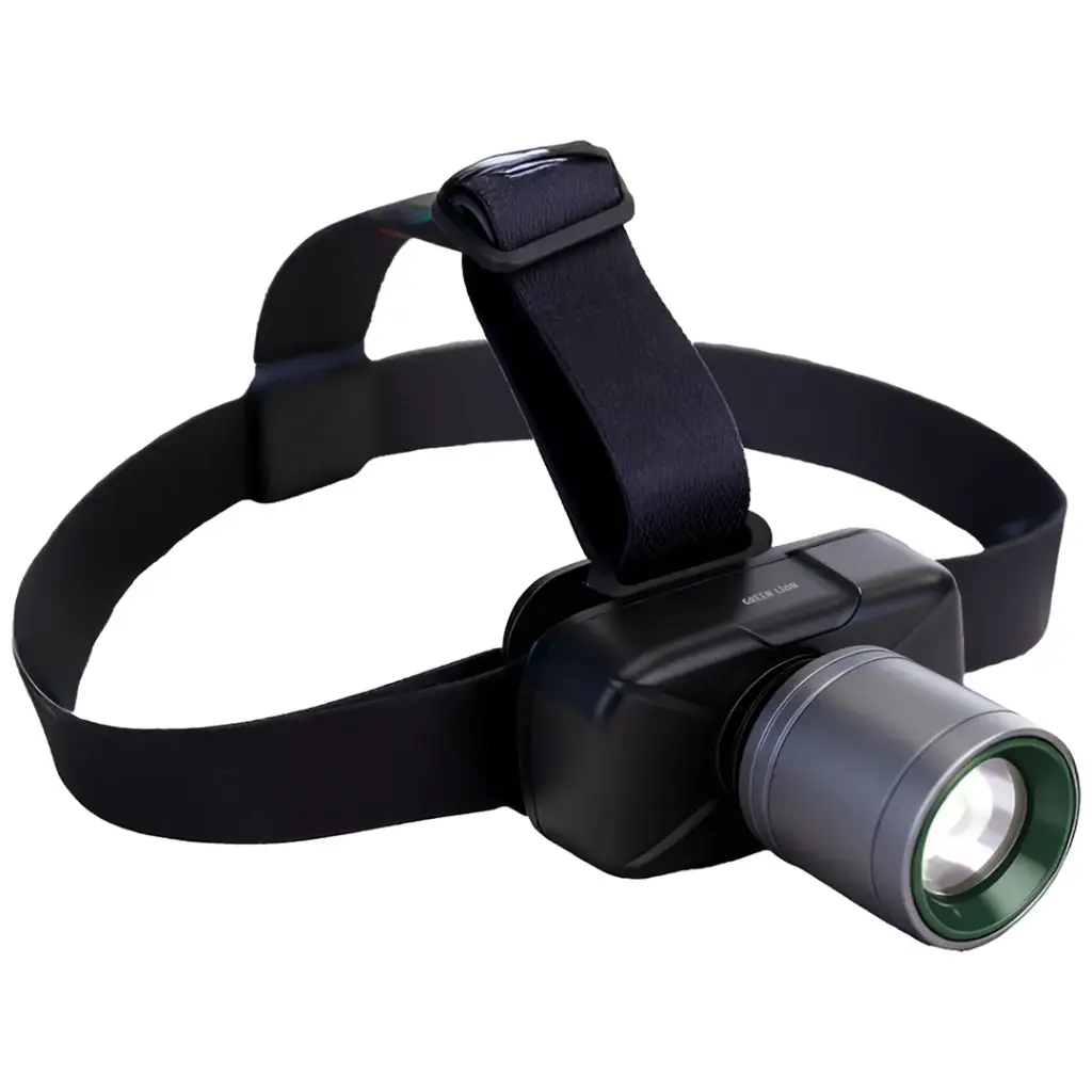 Rechargeable LED Headlamp Green Lion Beam Light - Black