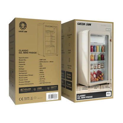Green Lion Classic 83L Mini Fridge with Freezer Compartment – White