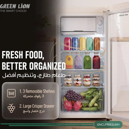 Green Lion Classic 83L Mini Fridge with Freezer Compartment – White