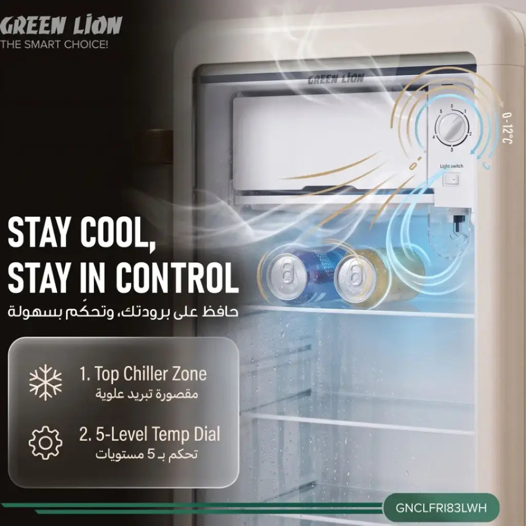 Green Lion Classic 83L Mini Fridge with Freezer Compartment – White