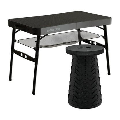 Green Lion Foldable Travel Camping Table & Stool Set – Black