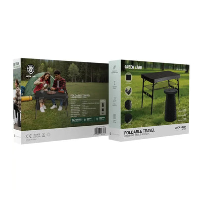 Green Lion Foldable Travel Camping Table & Stool Set – Black