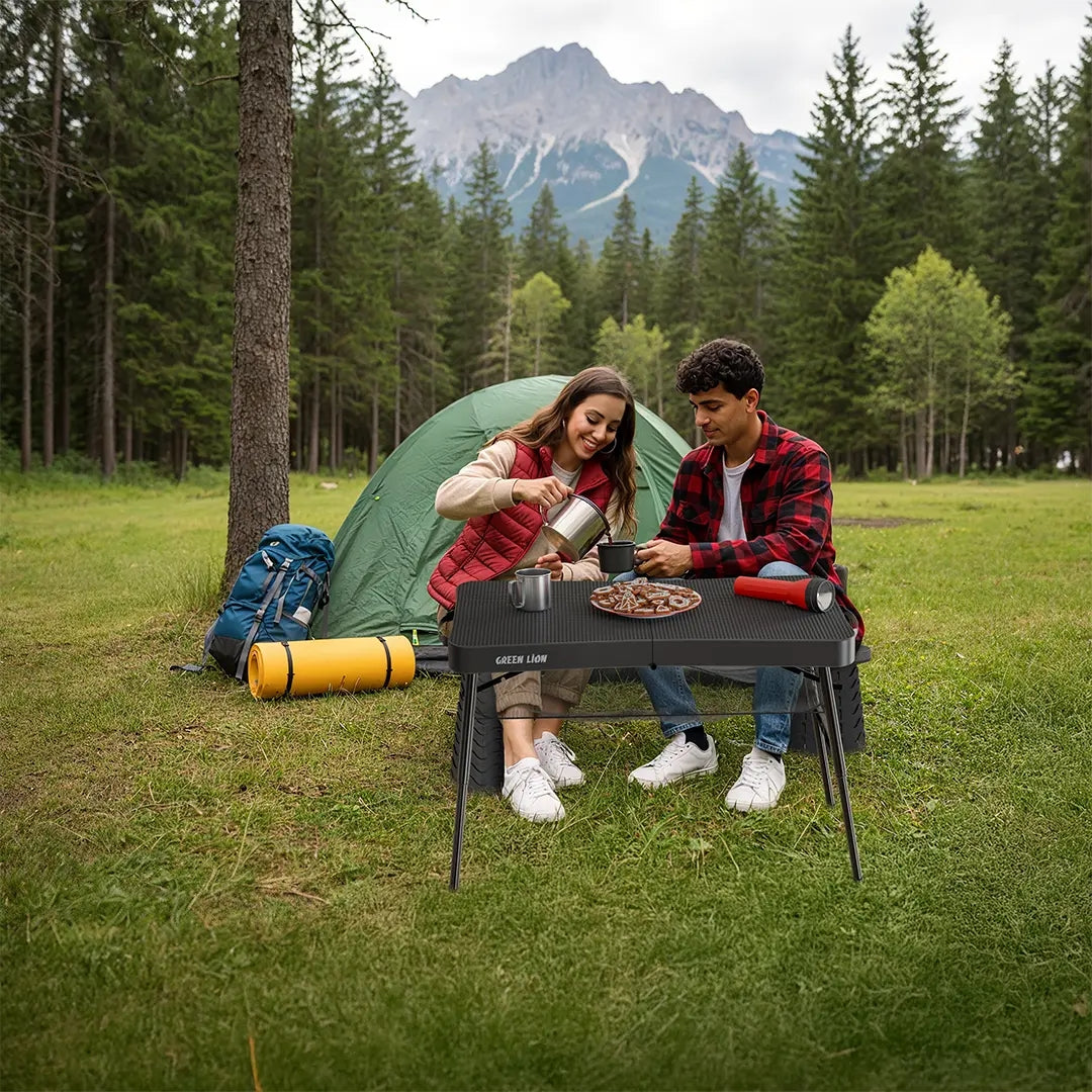 Green Lion Foldable Travel Camping Table & Stool Set – Black