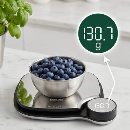 Green Lion Digital Kitchen Scale 5kg with Tare Function & Large LED Display – Silver