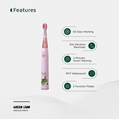Green Lion Kids Electric Toothbrush – 24000 Strokes/Min, IPX7 Waterproof