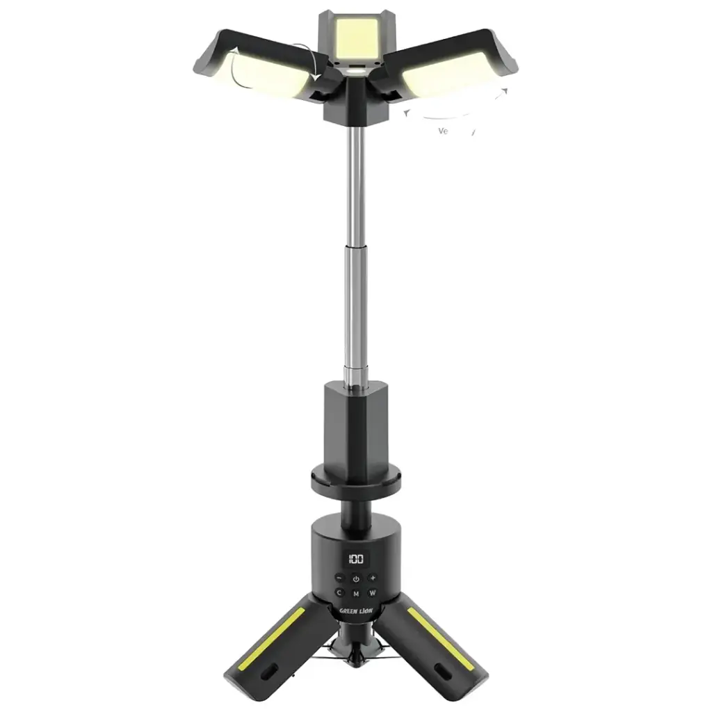 Tripod Camping Light Green Lion Trio Beam LED Portable Outdoor - Black