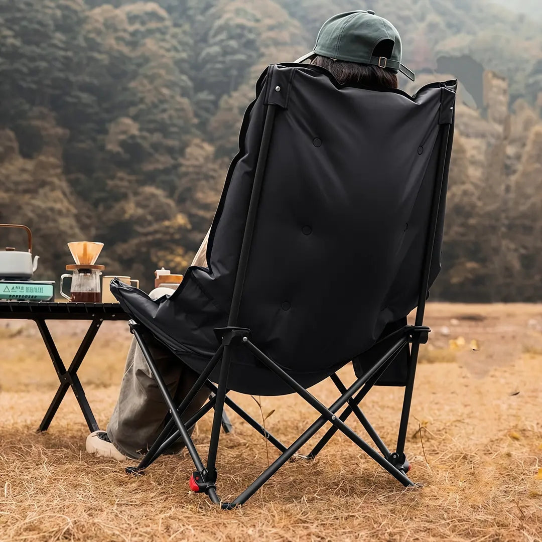 Green Lion Travix Camping Chair with Adjustable Backrest – Black