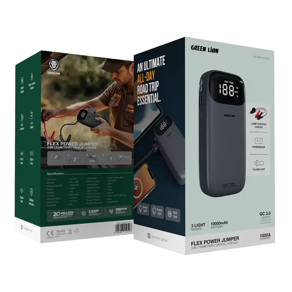 Green Lion Flex Power Jumper Power Bank 10000mAh Car Starter