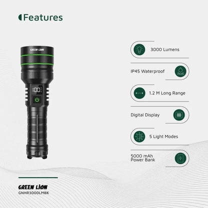 Green Lion Hyper Ray Pro LED Torch - Black