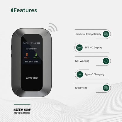Green Lion Portable Mifi Router - Black