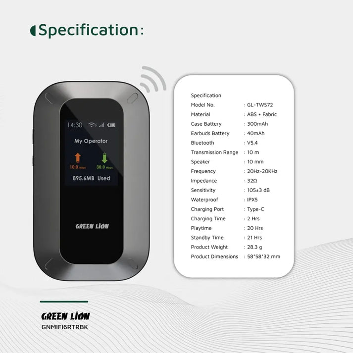 Green Lion Portable Mifi Router - Black