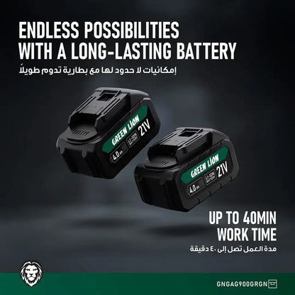 Cordless Angle Grinder Green Lion GAG-900 Portable Cutting Tool - Green