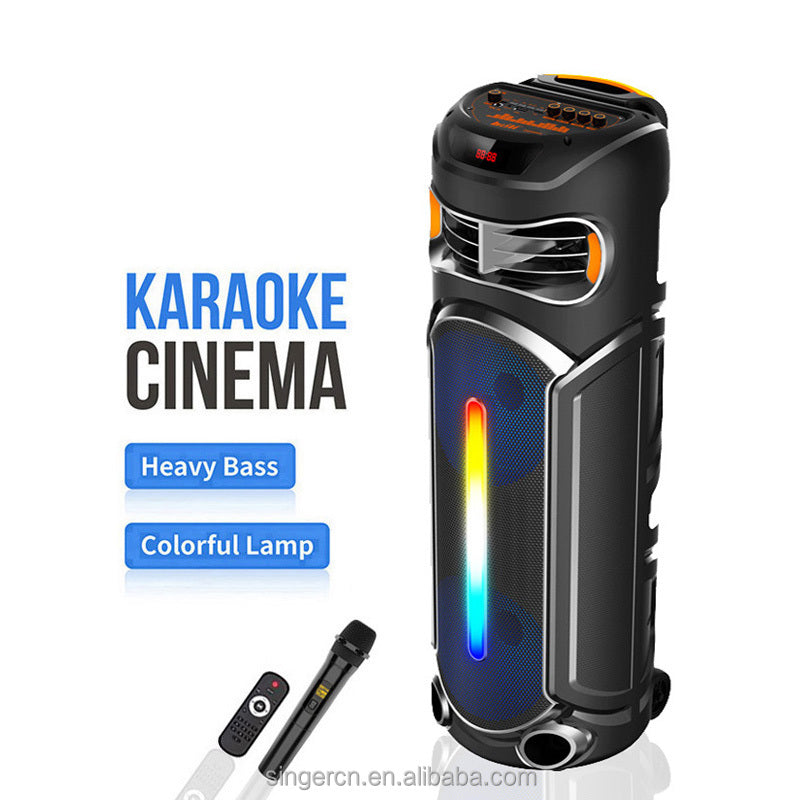 Sing-E ZQS8267 Professional Outdoor Party Speaker – Dual 8” Subwoofer, Bluetooth, RGB Light, Mic Support