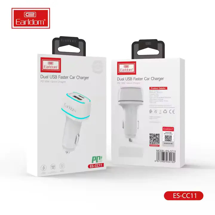 Earldom ES-CC11 Car Charger With PD type c to type C Cable - Saif Al Najmi Kw