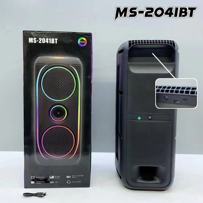 Shiou MS-2041BT Twin 8-Inch Portable Bluetooth Speaker – RGB Light, TWS, FM, USB, BT 5.3