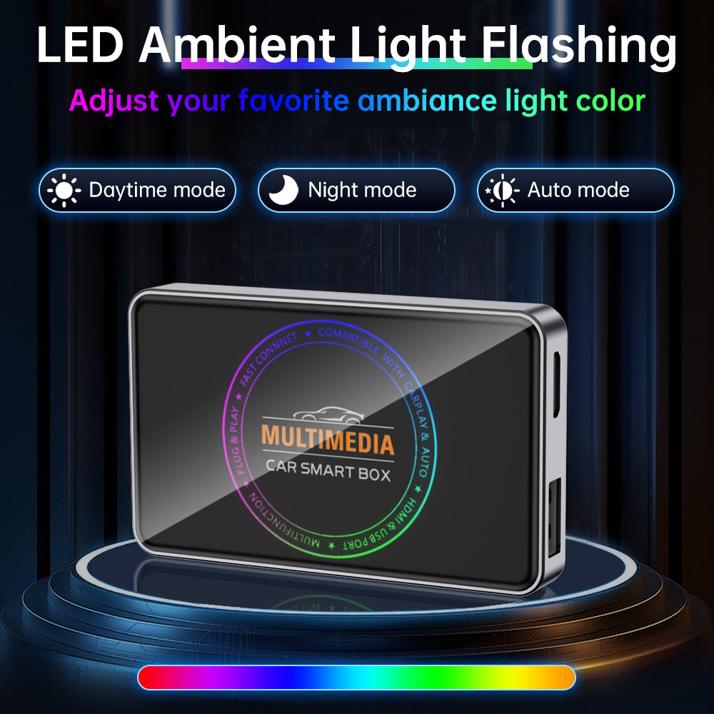 Fuallwin Wireless CarPlay AI Box – 4GB+32GB Android Media Adapter, Cyberpunk Design Plug-and-Play for iPhone & Android