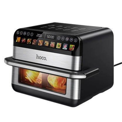 HOCO HJD81A 12L 2800W Smart Wi-Fi Air Fryer with Dual-Zone Cooking & Color Touch Screen – Black