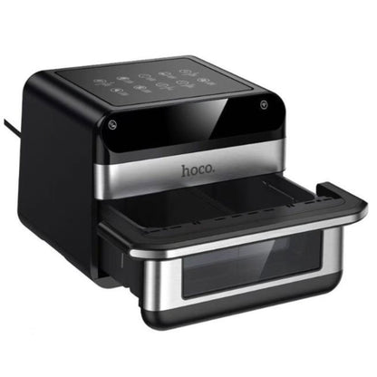 HOCO HJD81A 12L 2800W Smart Wi-Fi Air Fryer with Dual-Zone Cooking & Color Touch Screen – Black