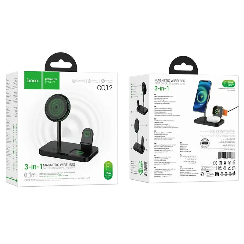 Hoco 3 in 1 Magnetic Wireless Fast Charger CQ12 - Fast Charging for Smartphone, Apple Watch, and AirPods - Saif Al Najmi Kw