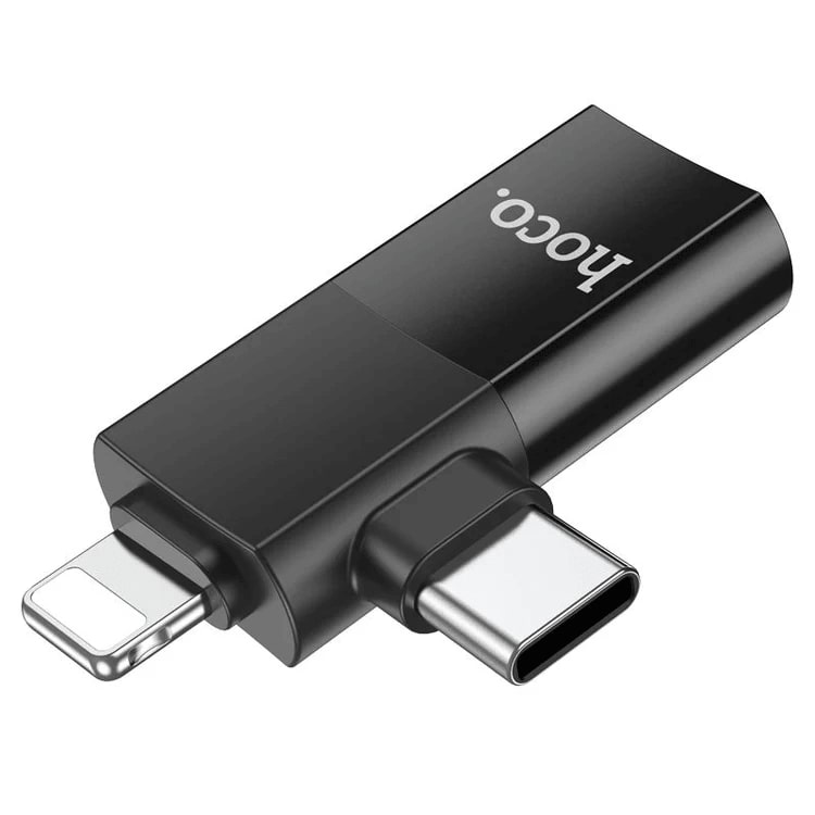 Hoco UA17 Lightning male/Type-C male to USB female two-in-one adapter - Saif Al Najmi Kw